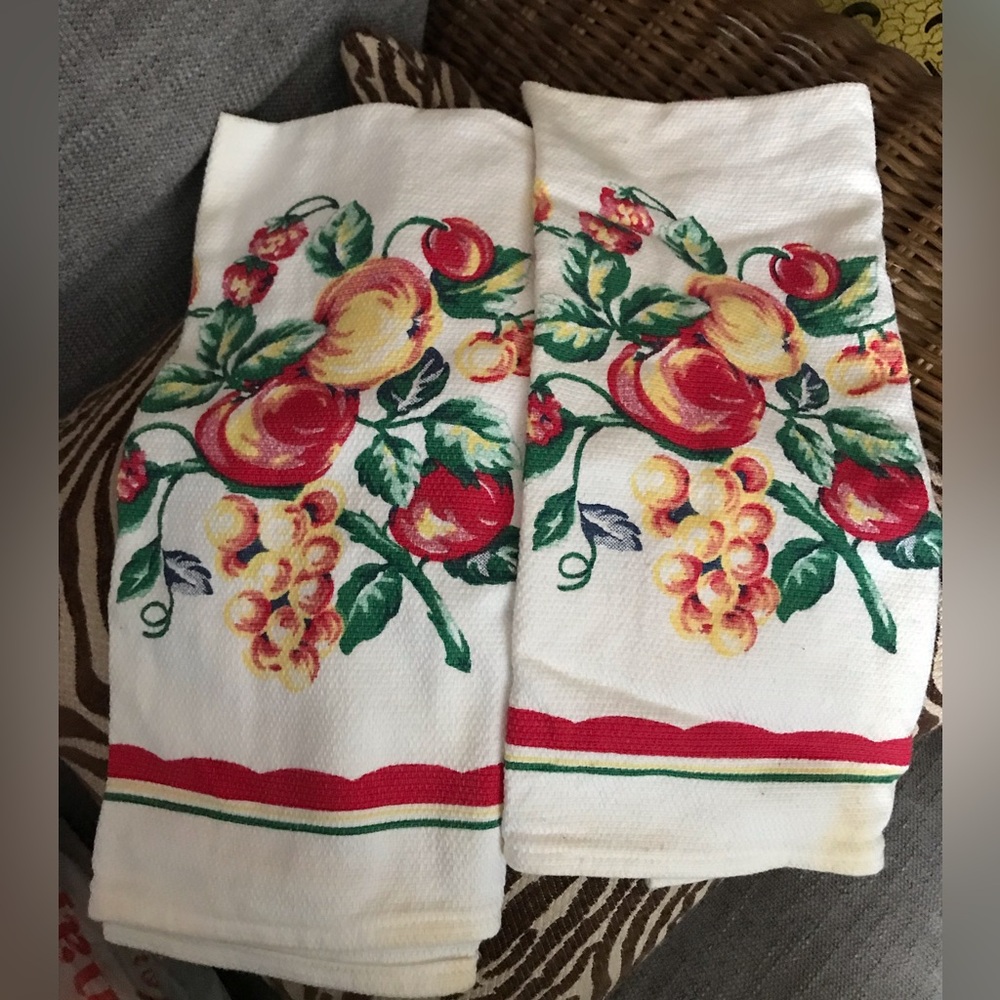 Gorgeous Cotton Fruit Print Kitchen Towels Bundle of 2 Farmhouse